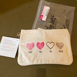 Thirty-One Statement Canvas Zip-Top Pouch – Inspire, Hope, Love, Blessed